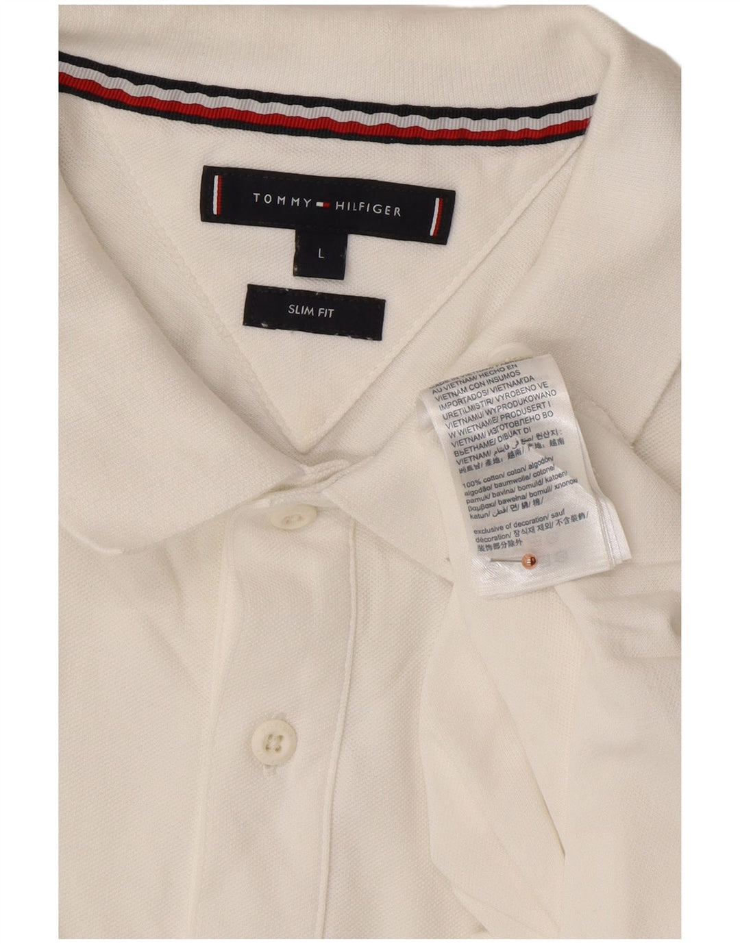 Męska koszulka polo slim fit TOMMY HILFIGER, duża, biała, bawełniana