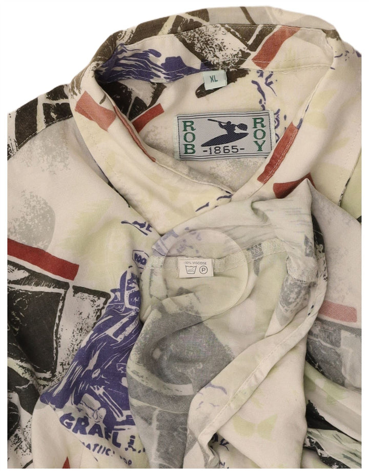 Męska koszula z krótkim rękawem ROB ROY z grafiką XL, wielobarwna, patchworkowa wiskoza