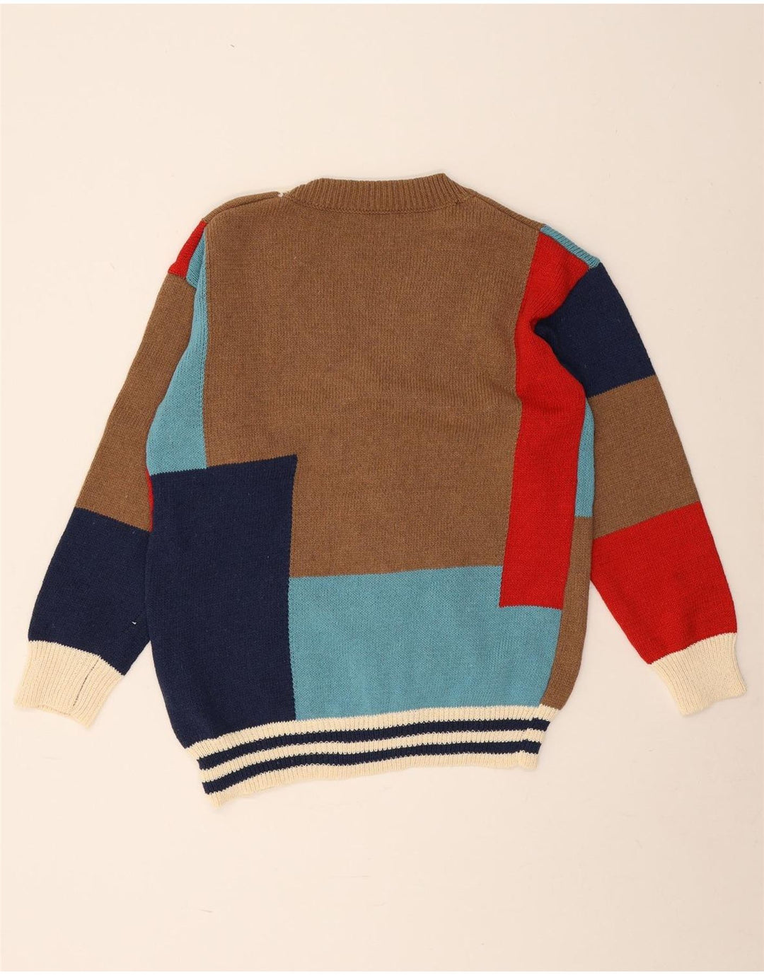 Sweter męski w stylu vintage, średni, wielokolorowy, geometryczny