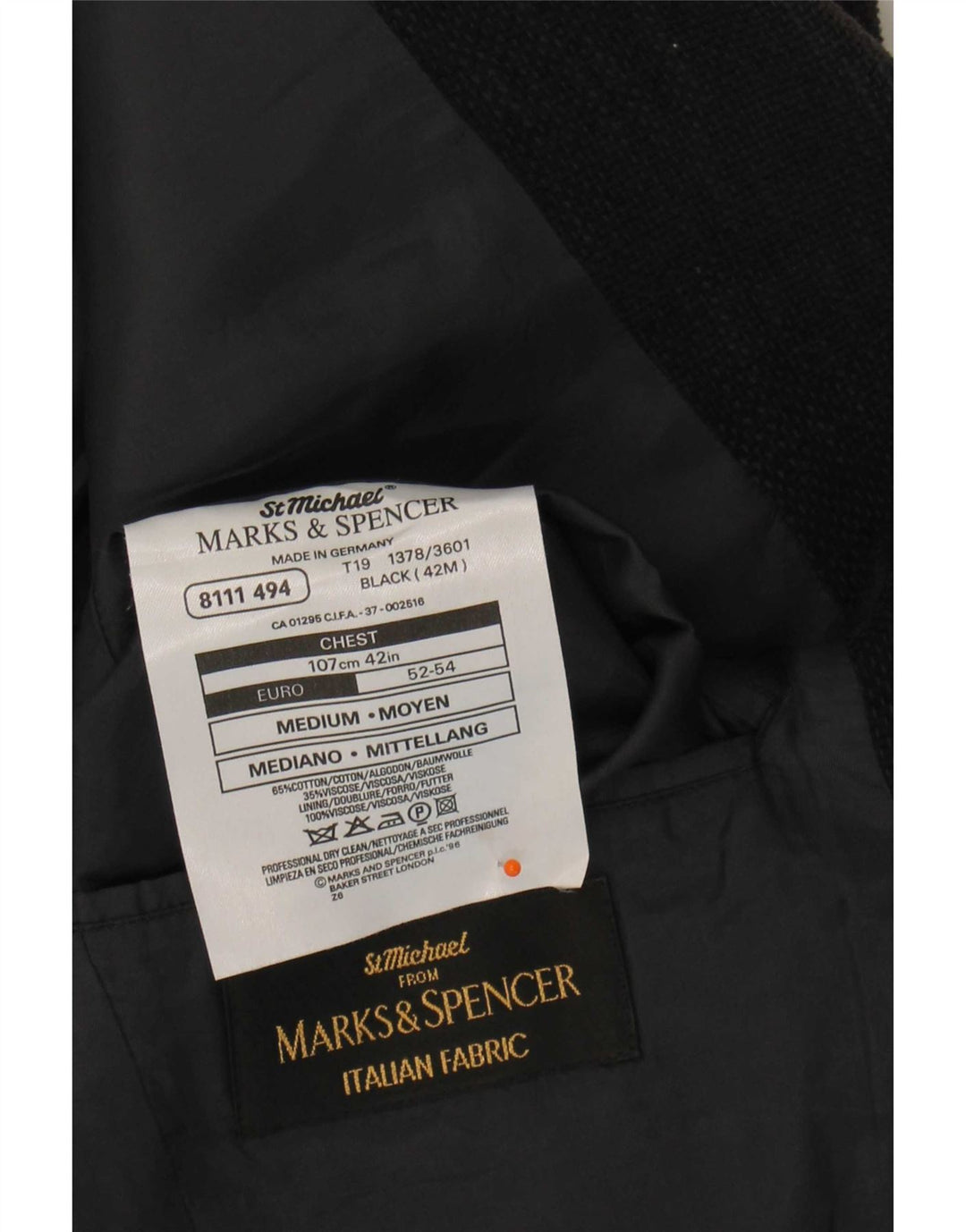 Marks & Spencer Męska marynarka St. Michael Blazer UK 42, duża, czarna, nakrapiana