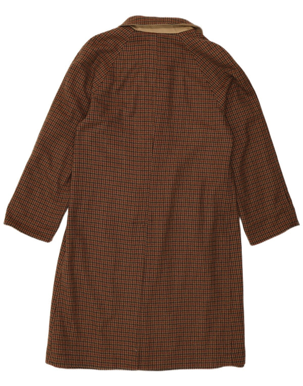 Dwustronny płaszcz damski w stylu vintage EU 48 2XL Brązowa wełna w pepitkę