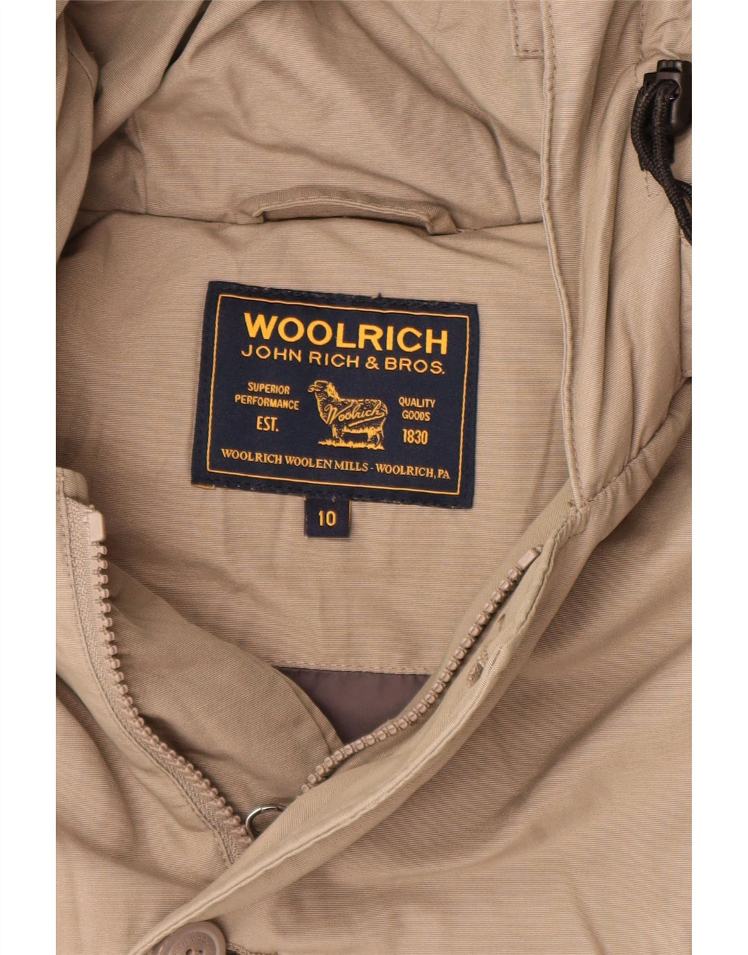 Wyściełana kurtka chłopięca z kapturem Woolrich 9-10 lat, szary nylon