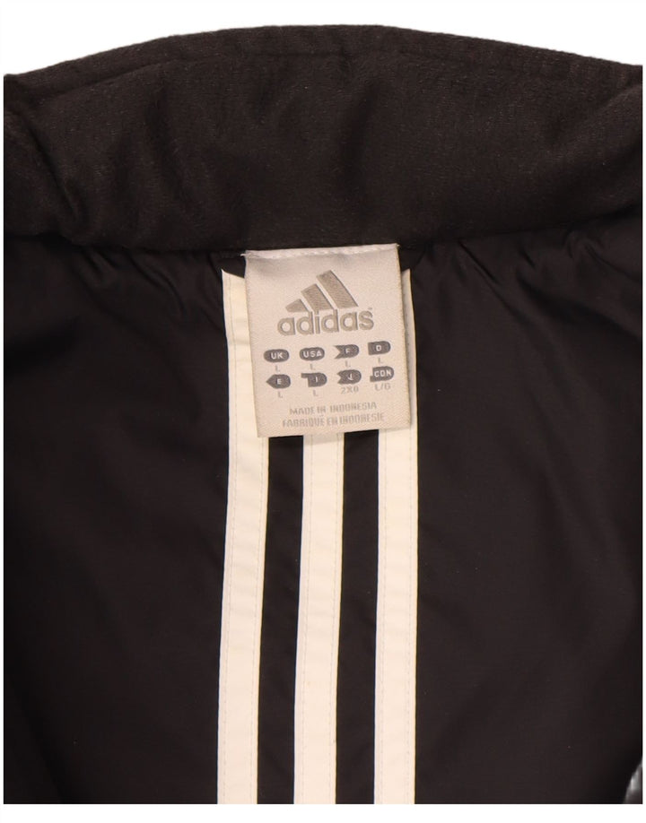 Męska ocieplana kurtka Adidas UK 40, duża, czarna, z blokami kolorów, poliester