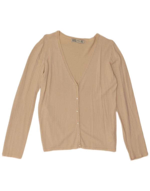 Sweter damski Zara Cardigan UK 14 Large Beżowa Wiskoza