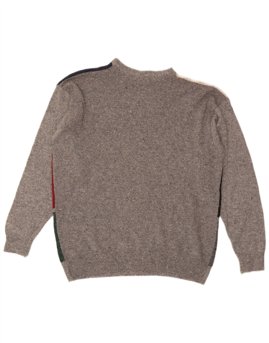 Vintage męski sweter z okrągłym dekoltem XL, wielobarwny, geometryczny