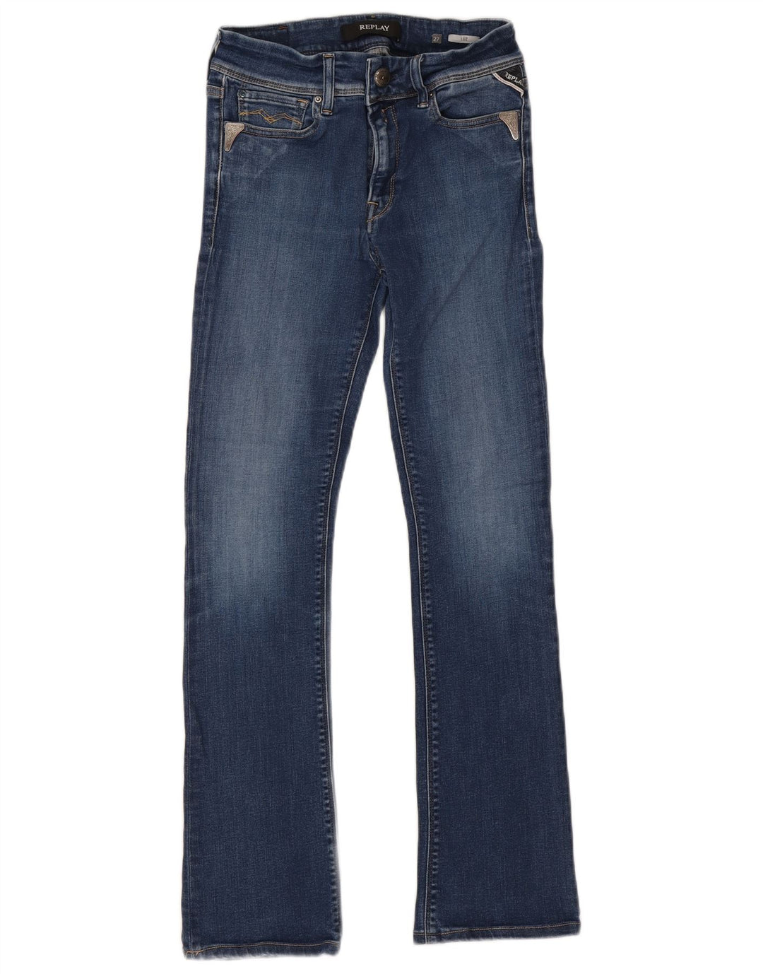 Replay Damskie Luz Bootcut Jeansy W27 L29 Niebieskie Bawełniane