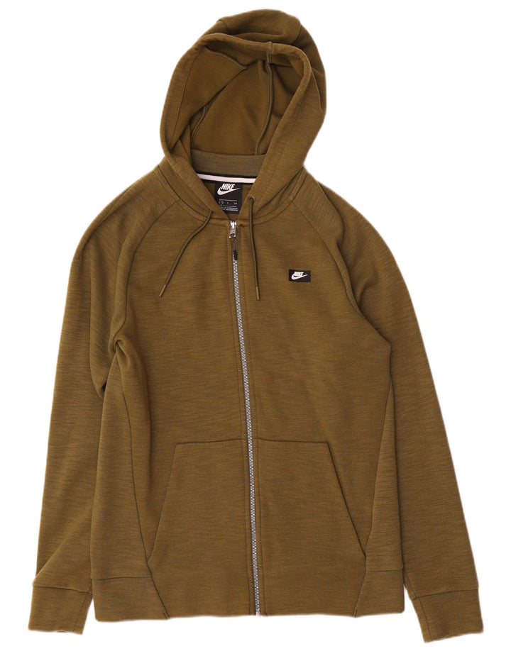 Męski sweter z kapturem i zamkiem Nike, mały, bawełniany khaki