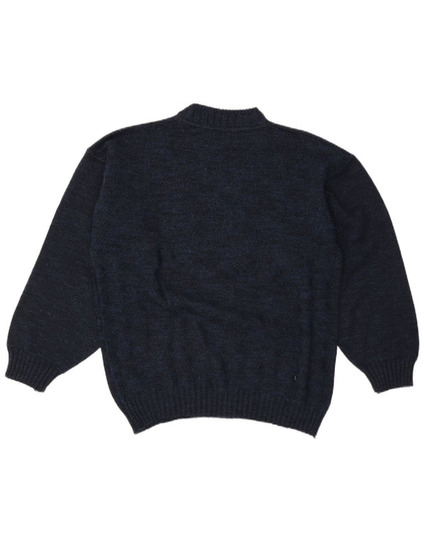 Vintage męski sweter z golfem, duży, granatowy