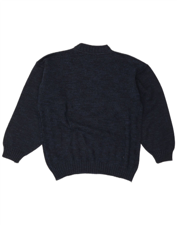 Vintage męski sweter z golfem, duży, granatowy