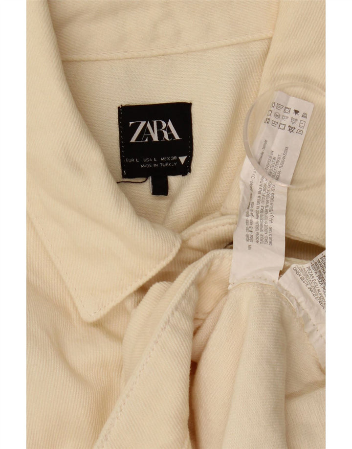 Damska kurtka dżinsowa Zara Oversize UK 16, duża, złamanej bieli, bawełniana