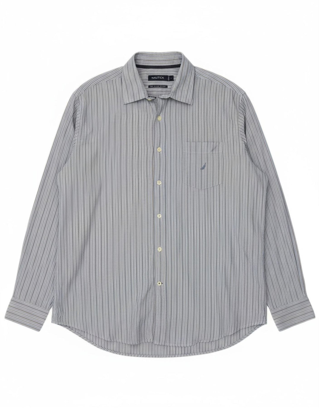 NAUTICA Mens Shirt Large Blue Striped Cotton