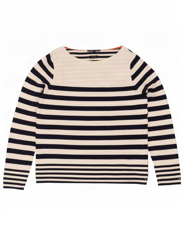 Damski sweter Tommy Hilfiger z dekoltem w łódkę UK 10 Small White Nautical