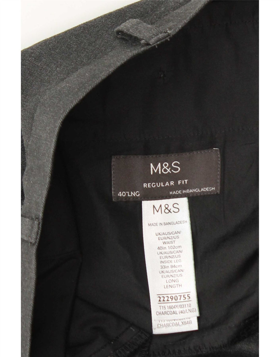 Męskie spodnie typu chino Regular Marks & Spencer W40 L33 Szary poliester