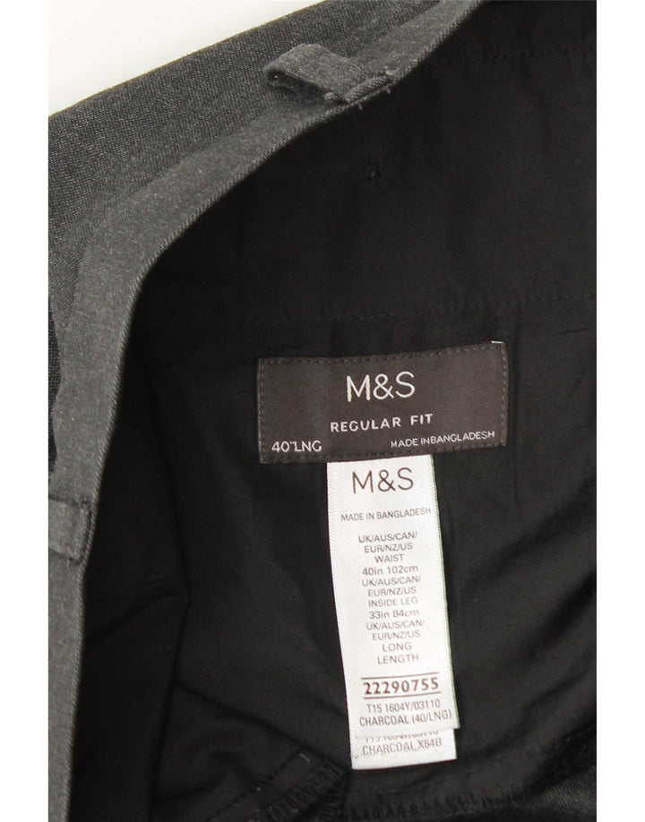 Męskie spodnie typu chino Regular Marks & Spencer W40 L33 Szary poliester