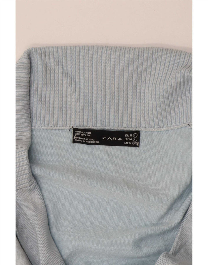 Sweter damski Zara Cardigan UK 16, duży niebieski sztuczny jedwab