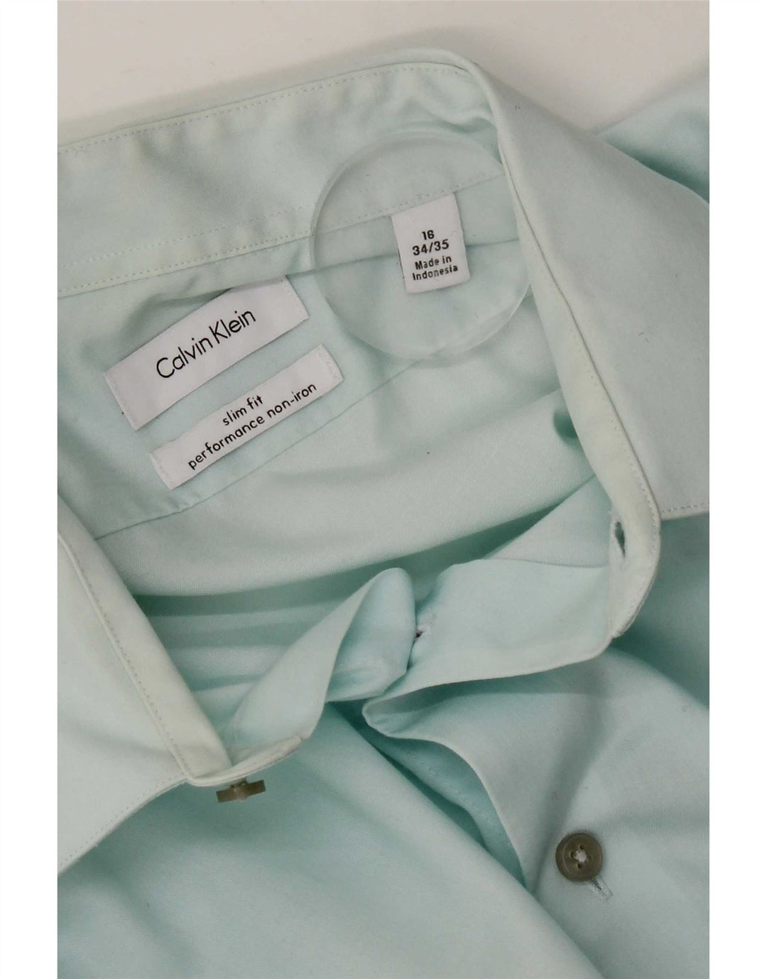 Koszula męska Calvin Klein Slim Fit, rozmiar 16, duża, niebieska, bawełniana
