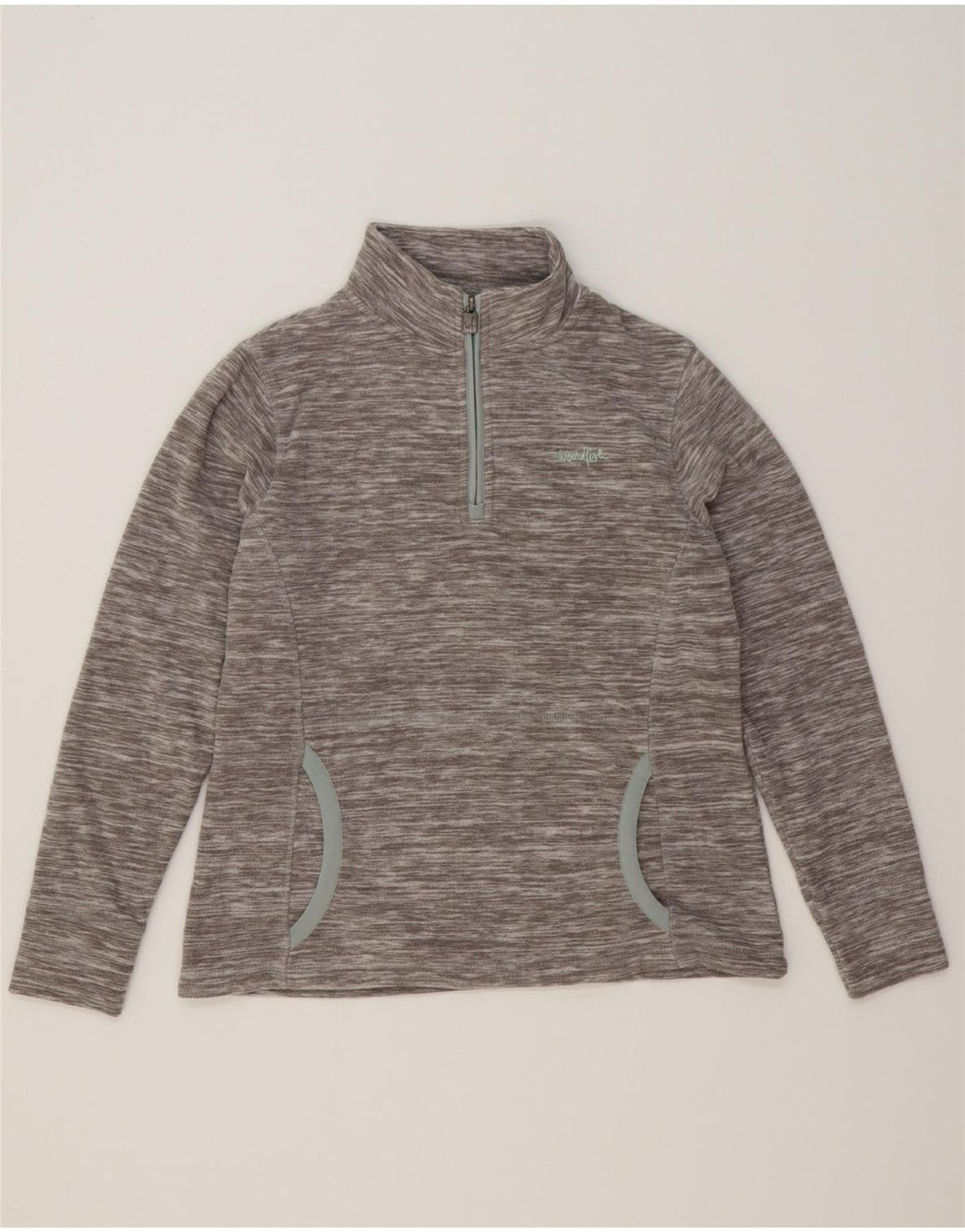 WEIRD FISH Womens Zip Neck Fleece Jumper UK 12 Medium Grey Flecked Vintage Weird Fish and Second-Hand Weird Fish from Messina Hembry 