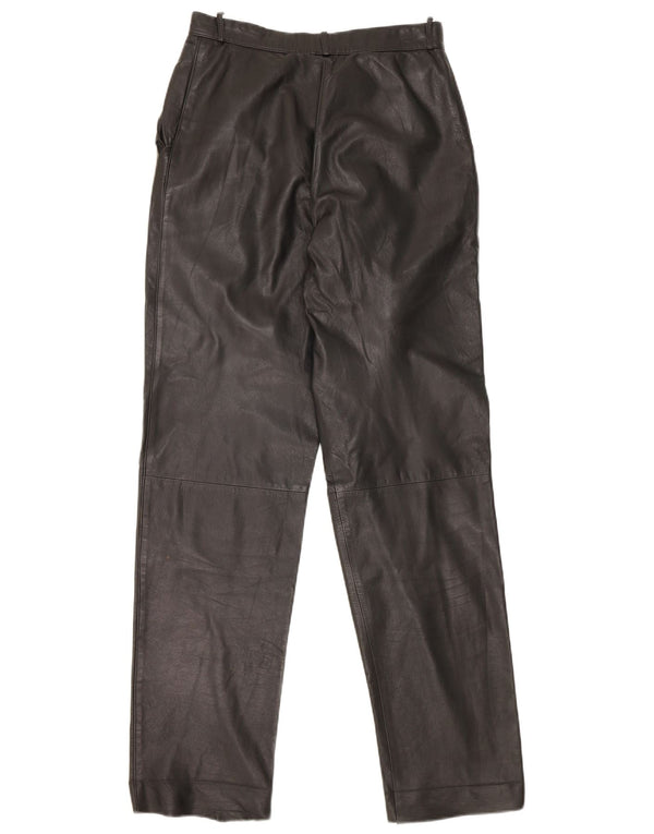 Vintage damskie proste skórzane spodnie IT 44 Medium W26 L31 czarna skóra
