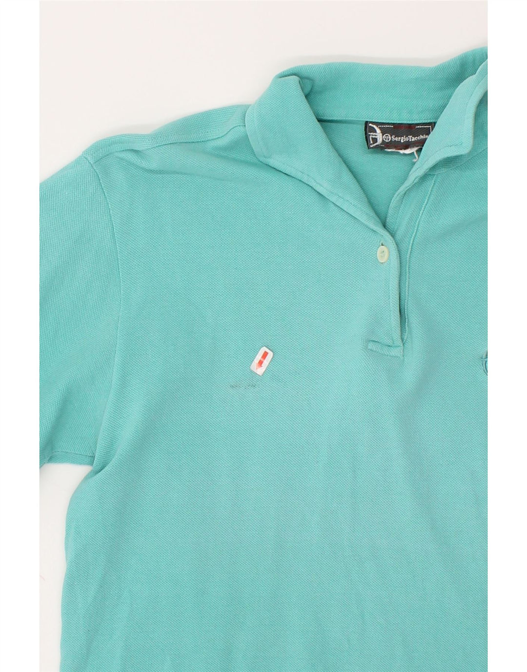 SERGIO TACCHINI Womens Polo Shirt UK 12 Medium Turquoise Cotton Vintage Sergio Tacchini and Second-Hand Sergio Tacchini from Messina Hembry 