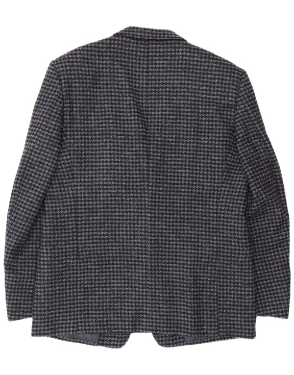 Vintage męska marynarka zapinana na 2 guziki IT 56 3XL niebieska dziewicza wełna w pepitkę