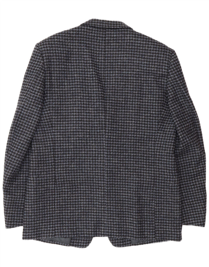 Vintage męska marynarka zapinana na 2 guziki IT 56 3XL niebieska dziewicza wełna w pepitkę