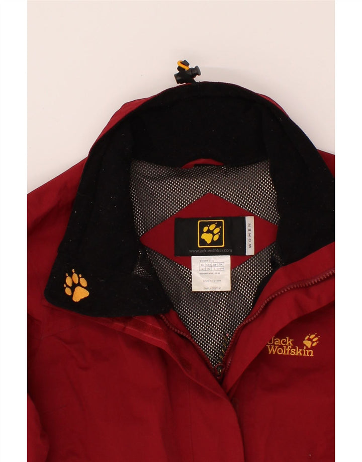 JACK WOLFSKIN Womens Rain Jacket UK 14/16 Large Red Polyamide Vintage Jack Wolfskin and Second-Hand Jack Wolfskin from Messina Hembry 