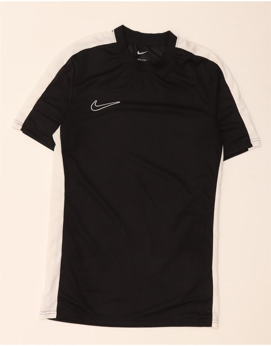 Męski T-shirt Nike Dri Fit Slim Fit Top, mały, czarny poliester z blokami kolorów