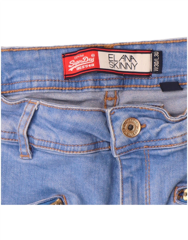 Damskie spodenki jeansowe Superdry Elana Skinny W30 Średni niebieski, bawełniany