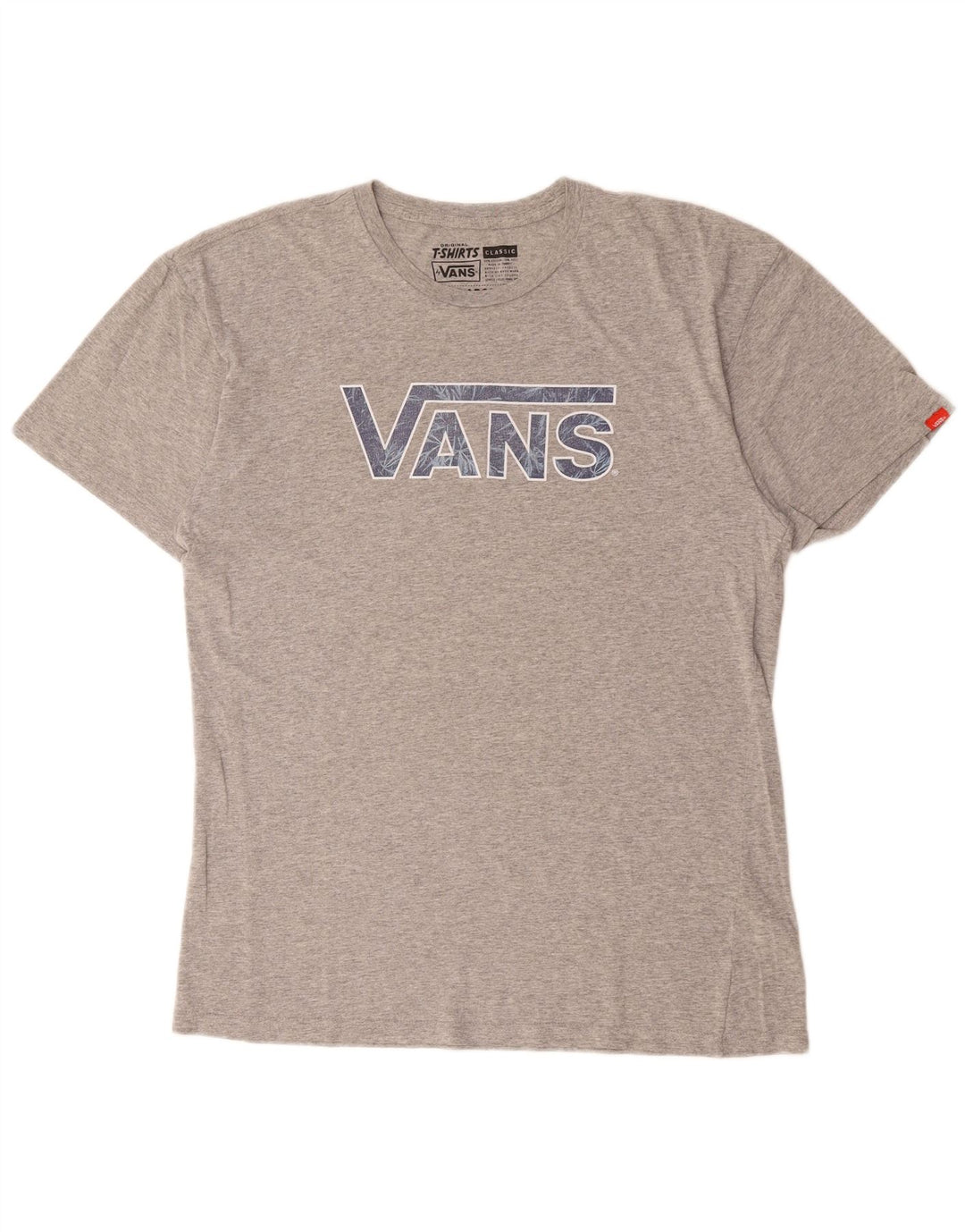 Męski T-shirt VANS o klasycznym kroju z grafiką, duży, szary, bawełniany
