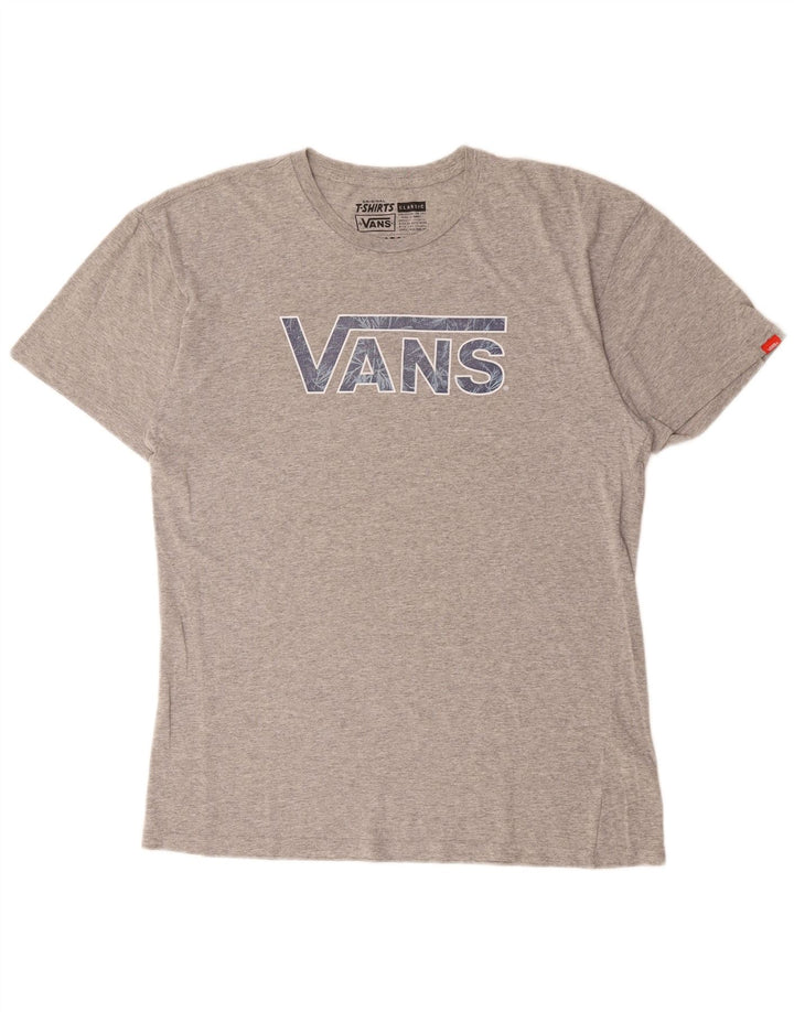 Męski T-shirt VANS o klasycznym kroju z grafiką, duży, szary, bawełniany