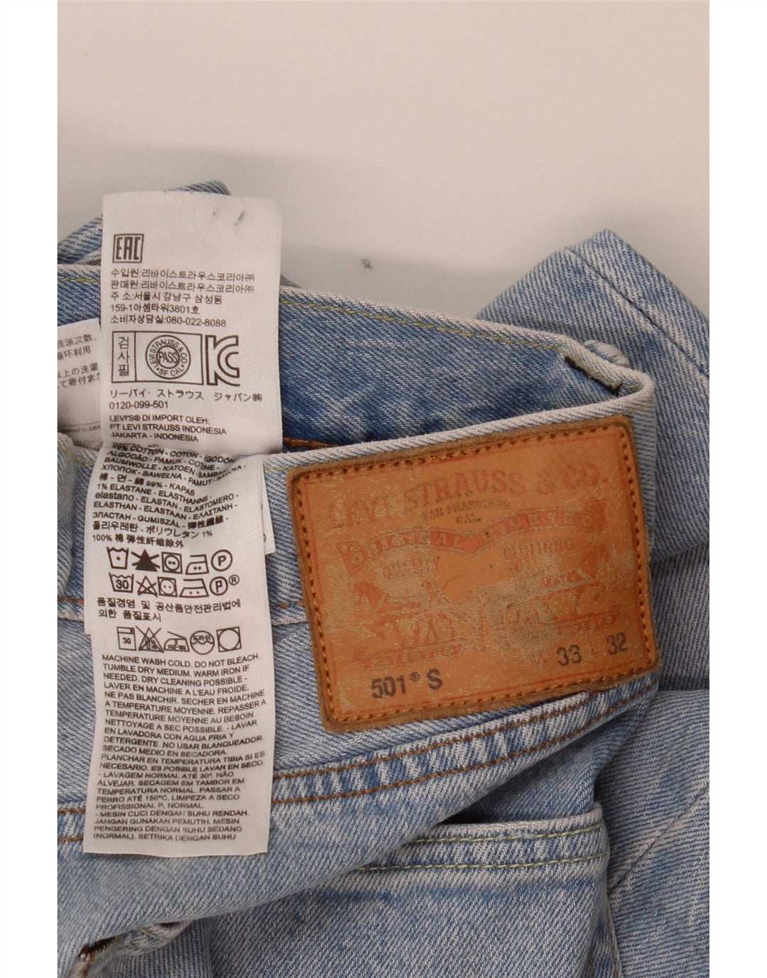 Męskie jeansy Levi's 501 Straight W33 L32 Niebieskie bawełniane