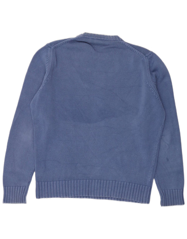 Męski sweter z okrągłym dekoltem Zara, średni niebieski, bawełniany