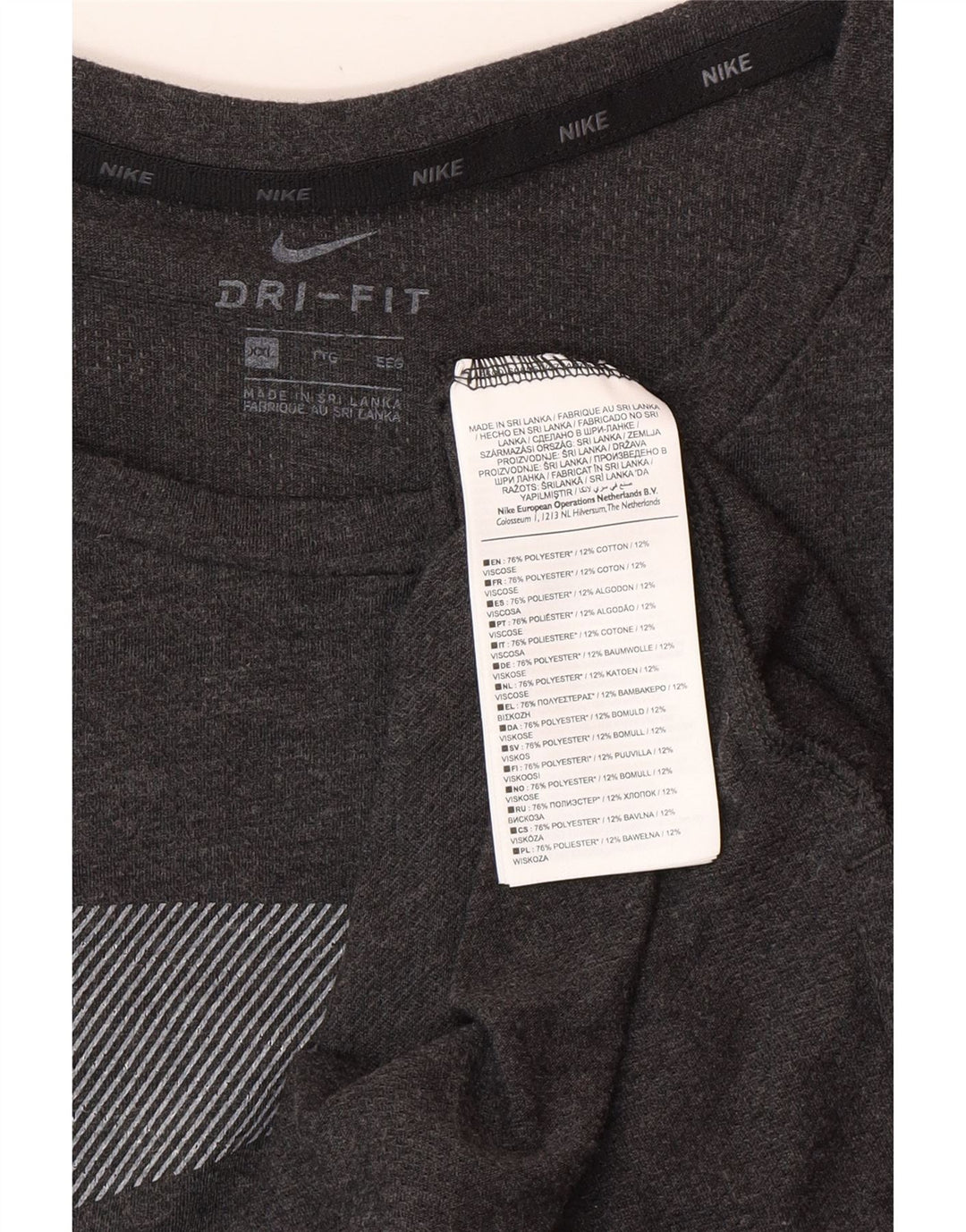 Męski T-shirt NIKE Dri Fit z grafiką, 2XL, szara, bawełniana w prążki