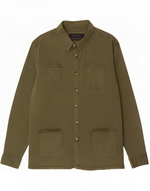 Męska koszula wierzchnia Zara XL, bawełniana khaki