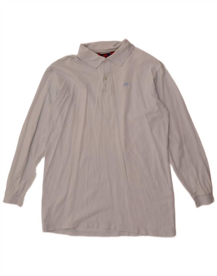 Męska koszulka polo Kappa z długim rękawem, średnia niebieska bawełna