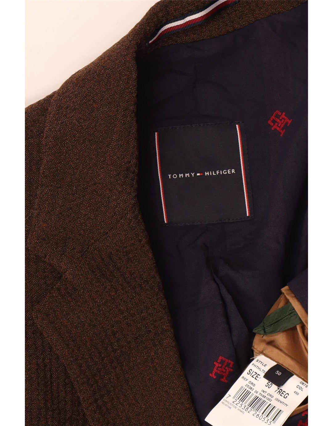Tommy Hilfiger Męska Marynarka Żakiet 2-Kołnierzowa IT 50 Duża Brązowa Poliester