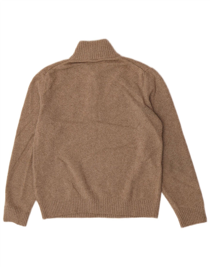 Marlboro Classics Męski sweter z zamkiem błyskawicznym, duży, beżowy, wełniany