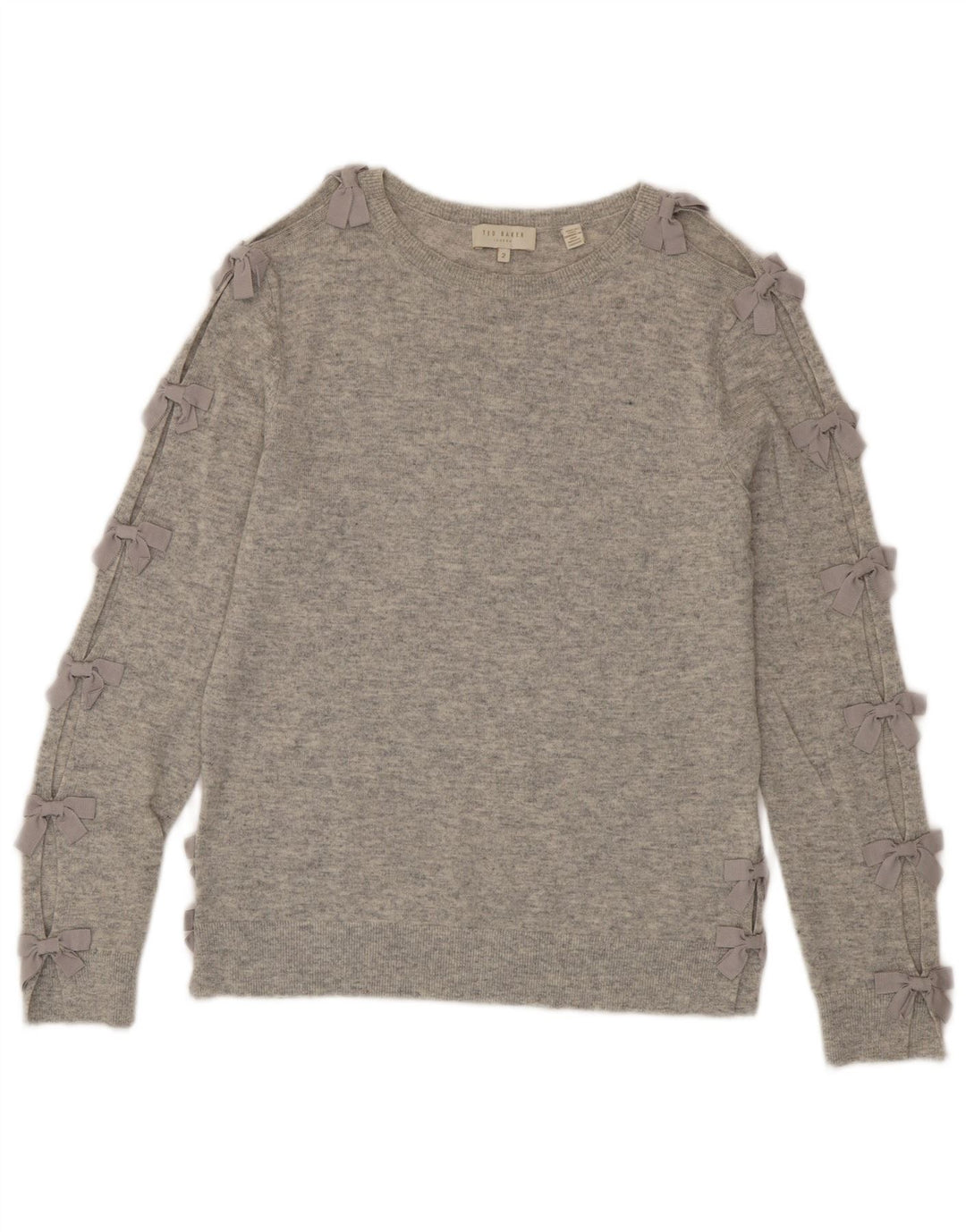 Damski sweter Ted Baker z dekoltem w łódkę, rozmiar 2, mały, szary, wełniany