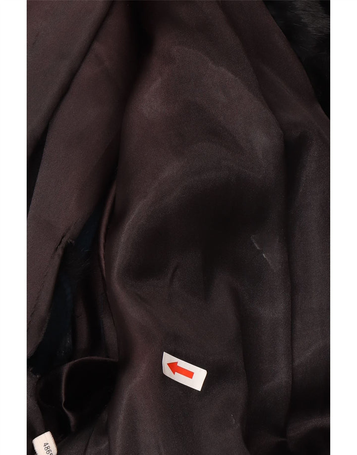 Damska kurtka futrzana w stylu vintage EU 48 2XL Czarne prawdziwe futro