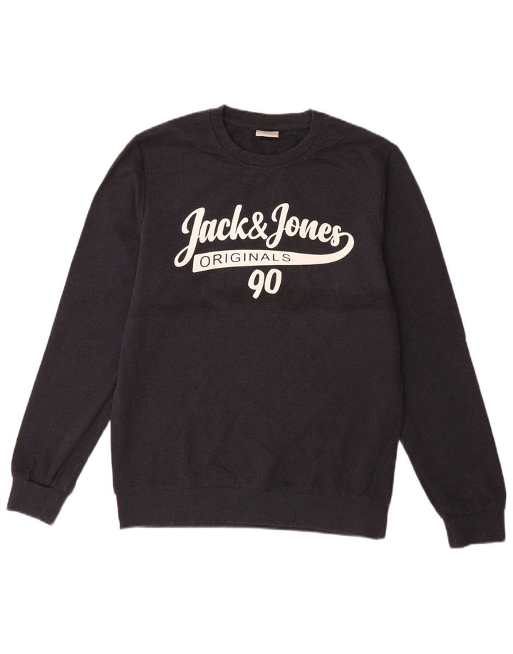 Męska bluza z grafiką Jack & Jones, mała, granatowa, bawełniana