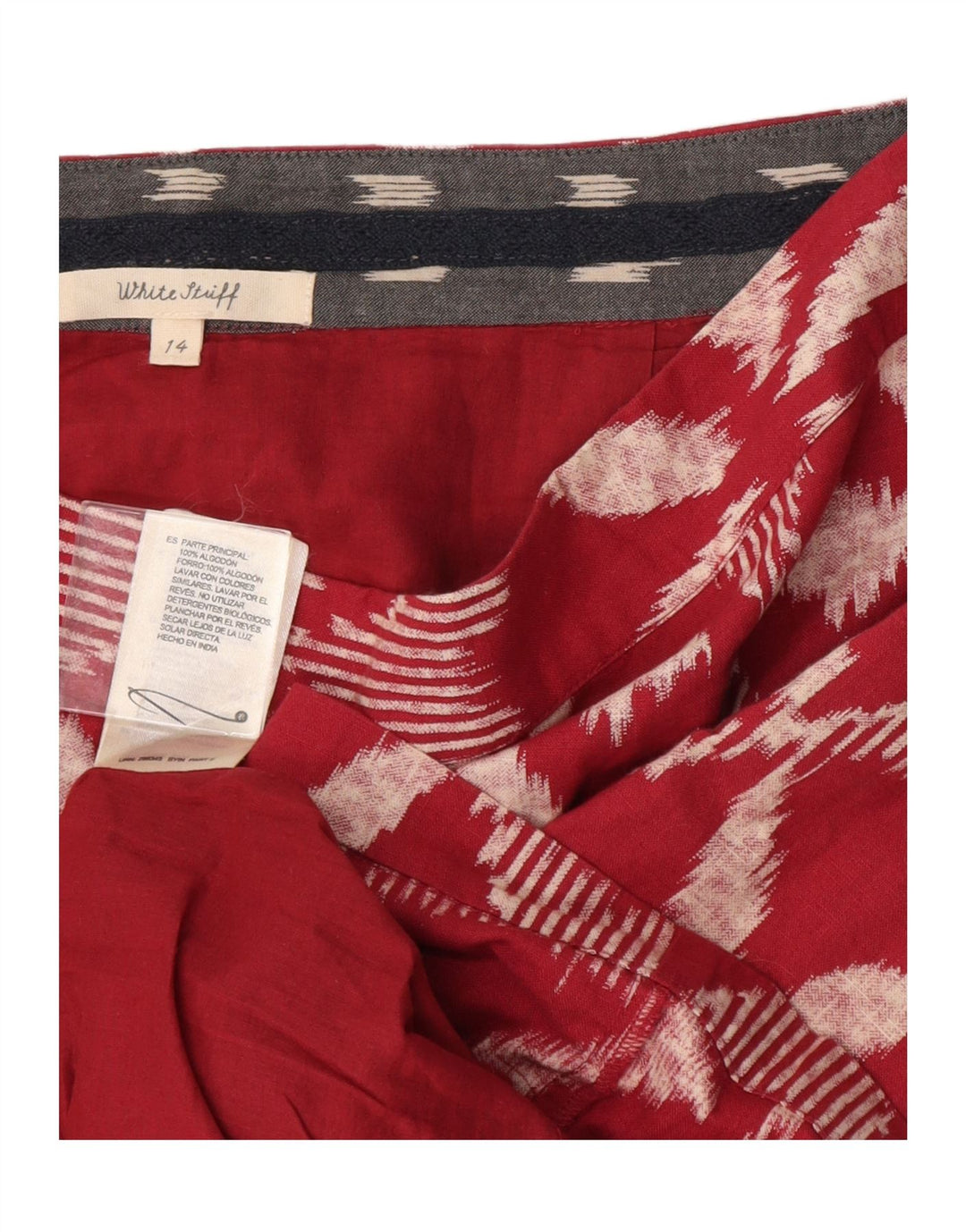 Damska spódniczka mini White Stuff UK 14 duża W34 Burgundowa bawełniana w kwiaty