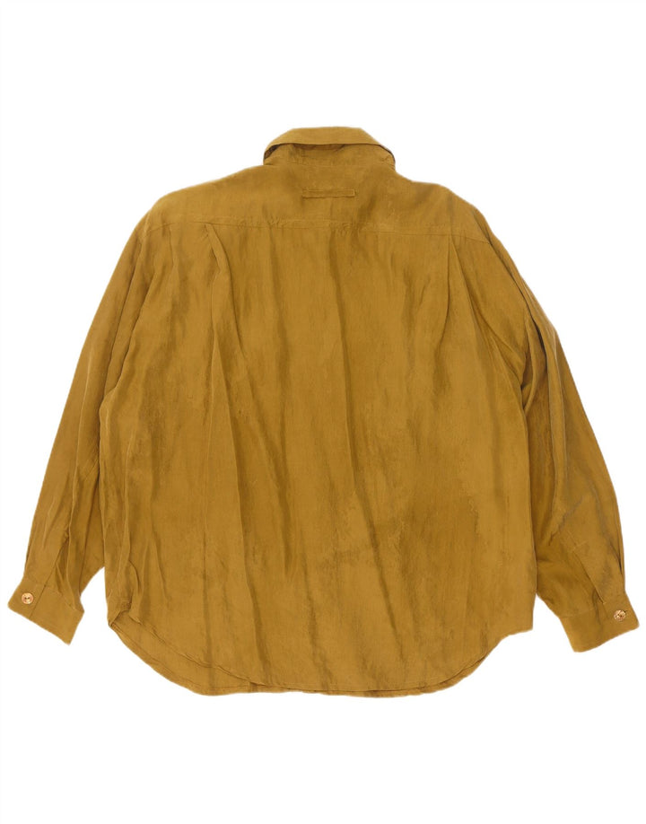 Publiczna damska bluzka koszulowa oversize EU 42, duża, khaki, jedwabna