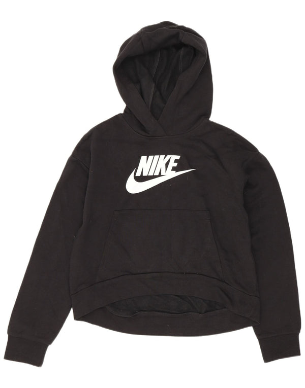 Dziewczęca bluza z kapturem z grafiką Nike 12-13 lat, duża, czarna, bawełniana