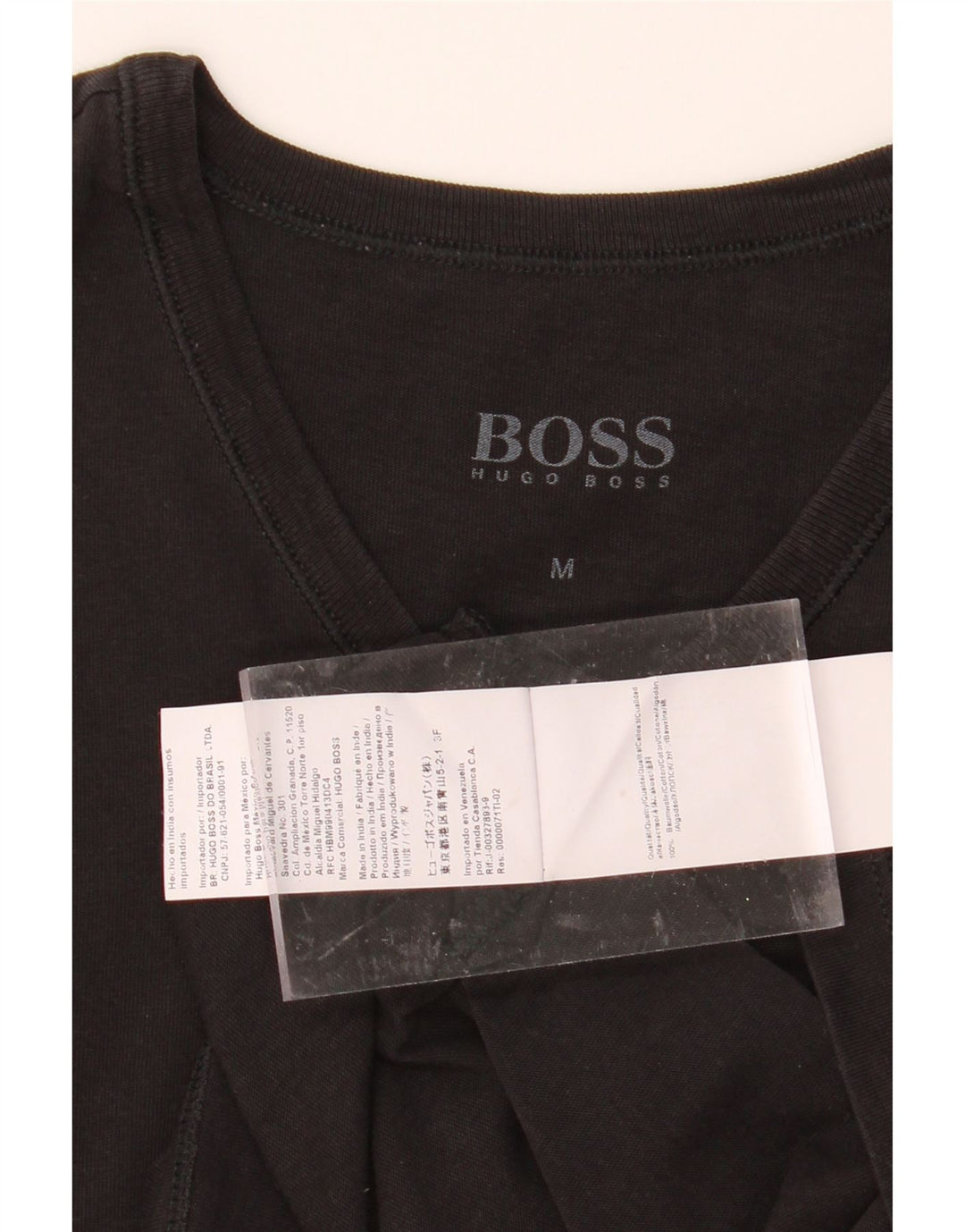 HUGO BOSS Mens T-Shirt Top Medium Black Cotton Vintage Hugo Boss and Second-Hand Hugo Boss from Messina Hembry 