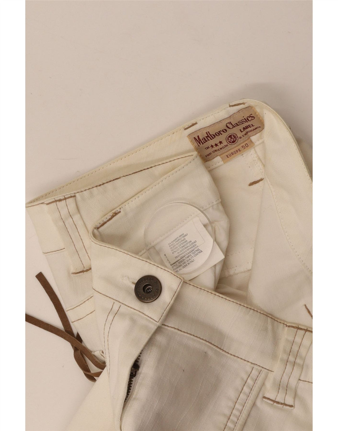 MARLBORO CLASSICS Damska mini spódniczka z wysokim stanem EU 50 3XL W36 Biała bawełna