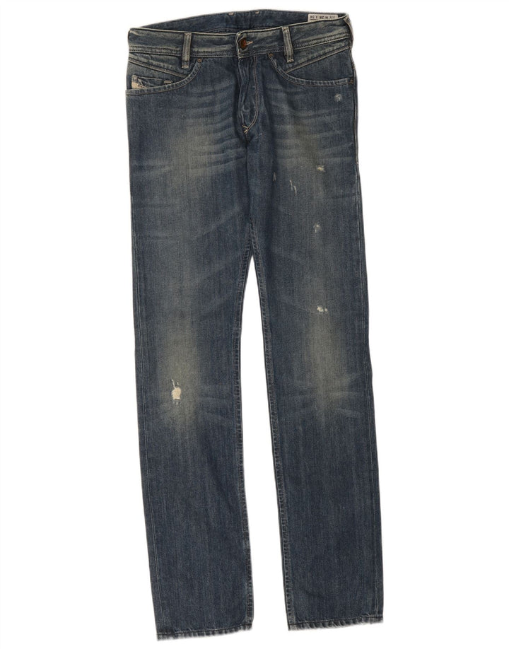 Diesel Męskie Poiak Distressed Slim Jeans W28 L34 Niebieskie bawełniane