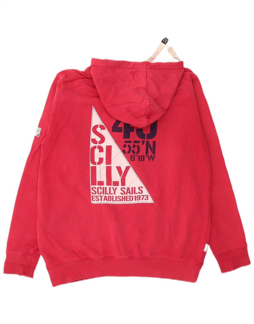 Męski sweter z kapturem w stylu VINTAGE, średnio czerwony, bawełniany