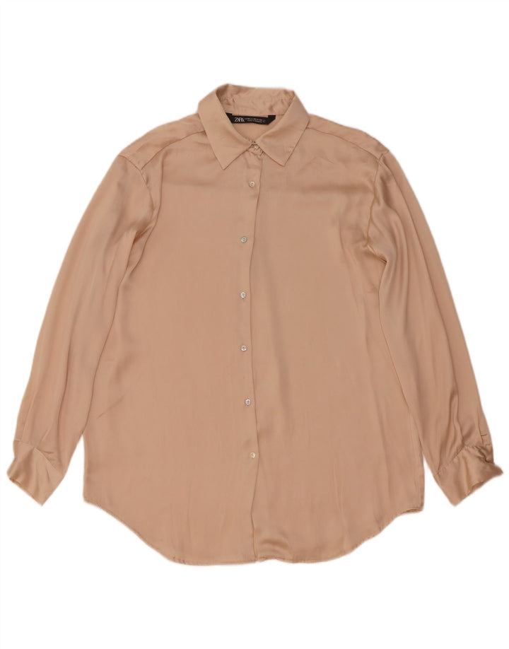 Damska bluzka koszulowa oversize Zara UK 6 XS, beżowa