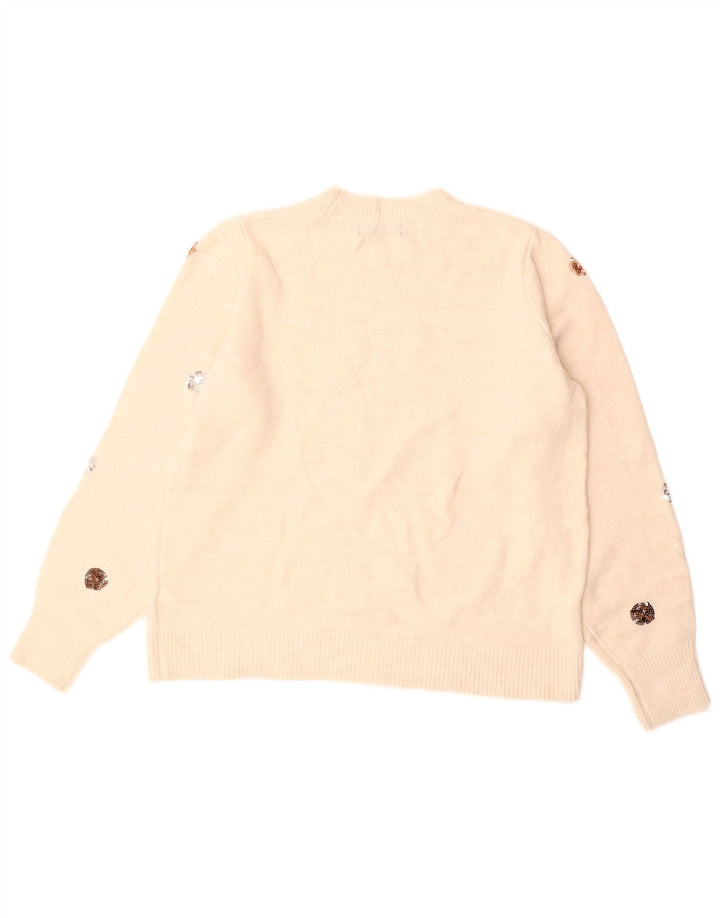 MARKS & SPENCER Damski sweter z okrągłym dekoltem UK 14 Średni złamanej bieli