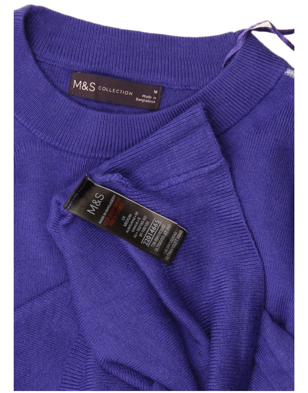 Damski sweter Marks & Spencer z okrągłym dekoltem, UK 14, średni niebieski, wiskoza
